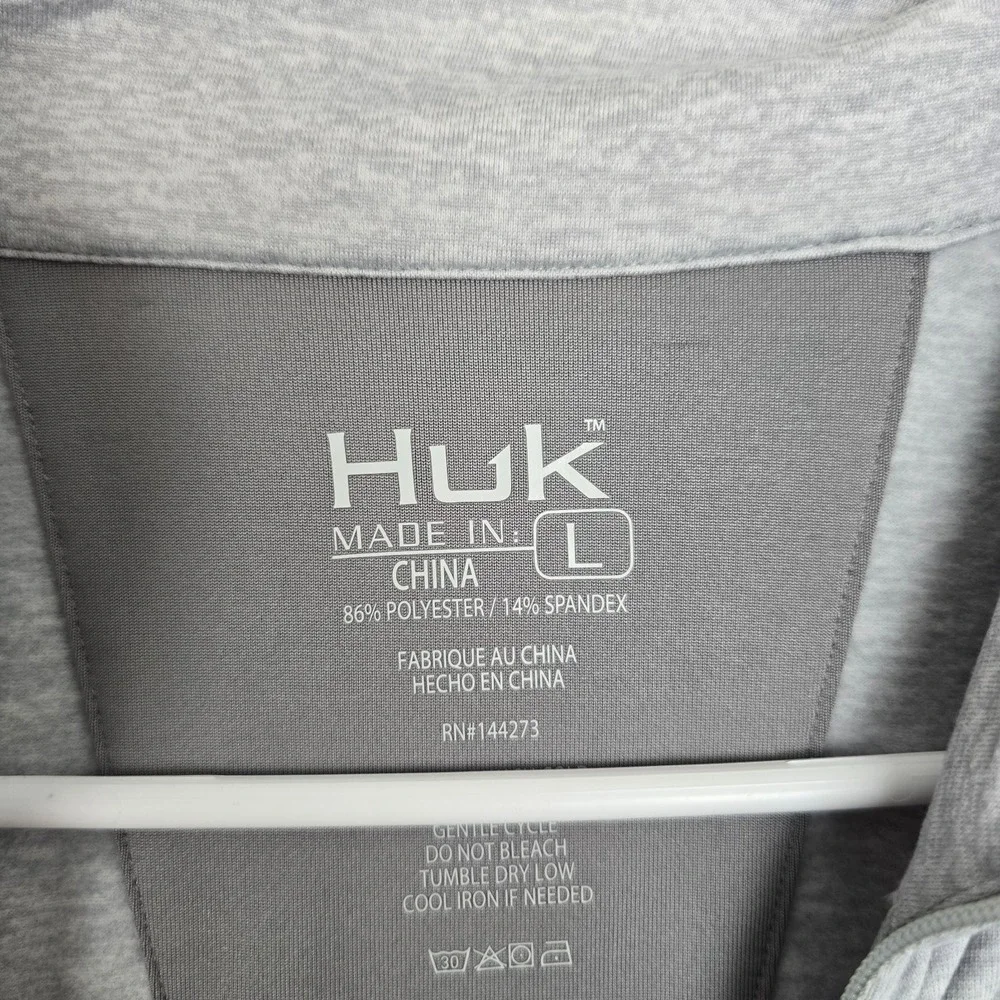 NWT Huk Men's Cold Front Gray ¼ Zip Pullover Size L Performance Fishing Top - Picture 6 of 9